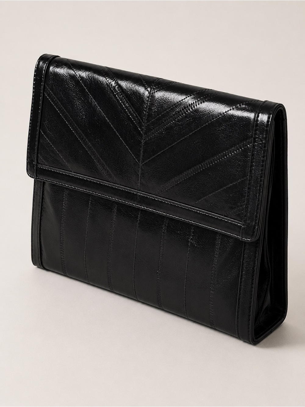 Vintage Black Genuine Eel Skin Clutch Wallet Made in Korea